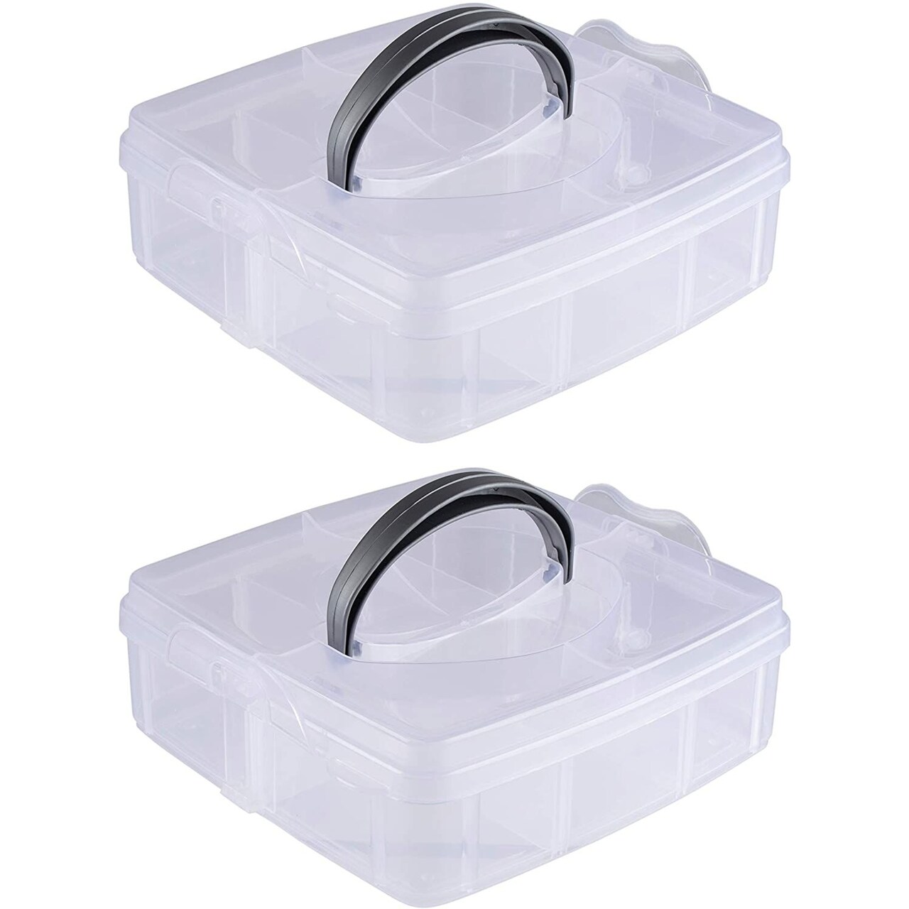 Craft Organizer Box - Craft Storage Organizer Container, Plastic Craft Supplies Organizer with Adjustable Compartments for Accessories, Art Supplies, Beauty Supplies, 6.3 x 2.2 x 5.8 Inches